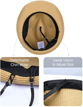 Load image into Gallery viewer, Straw Sun Hat for Men Women Foldable  Beach Hat UPF 50+