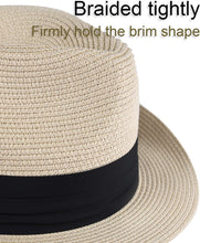Load image into Gallery viewer, Straw Sun Hats for Men Women Foldable Roll Up UPF 50+