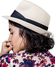 Load image into Gallery viewer, Straw Sun Hats for Men Women Foldable Roll Up UPF 50+