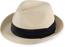 Load image into Gallery viewer, Straw Sun Hats for Men Women Foldable Roll Up UPF 50+