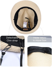Load image into Gallery viewer, Straw Sun Hats for Men Women Foldable Roll Up UPF 50+