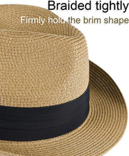 Load image into Gallery viewer, Straw Sun Hat for Men Women Foldable  Beach Hat UPF 50+