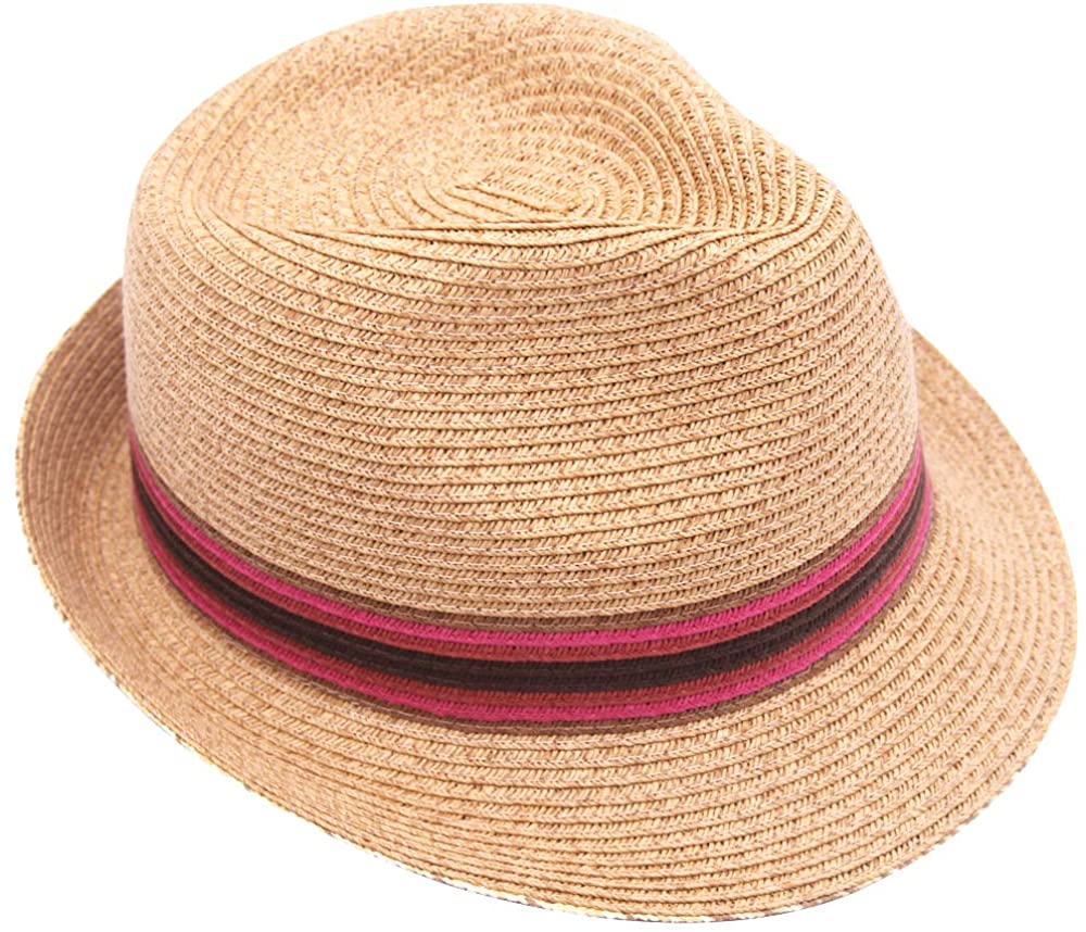 Women Straw Fedora Sun Hat  for Summer