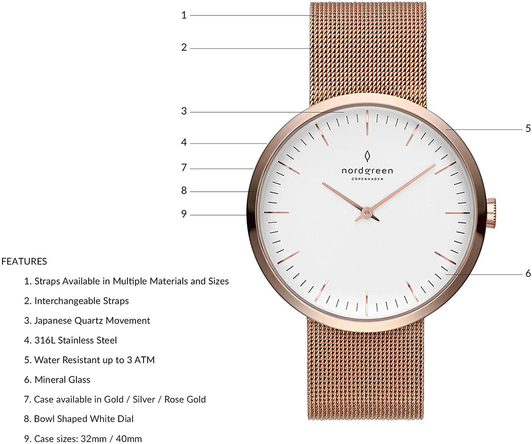 Rose Gold Analog Quartz Watch Leather